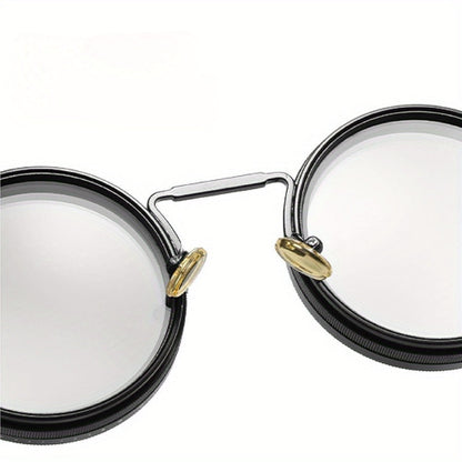Sunglasses for Men - Steampunk Rotatable Flip-Up Lens UV400 Polarized - Vintage Round Goggles - product detail view 12