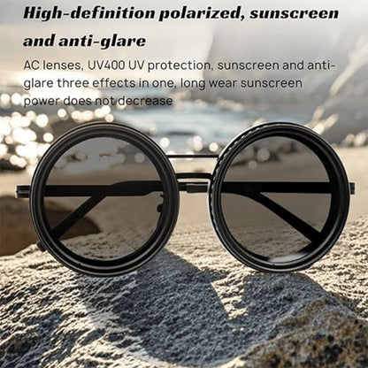 Sunglasses for Men - Steampunk Rotating Lens Glasses - Adjustable ND Mechanical Style Frame for - product detail view 4