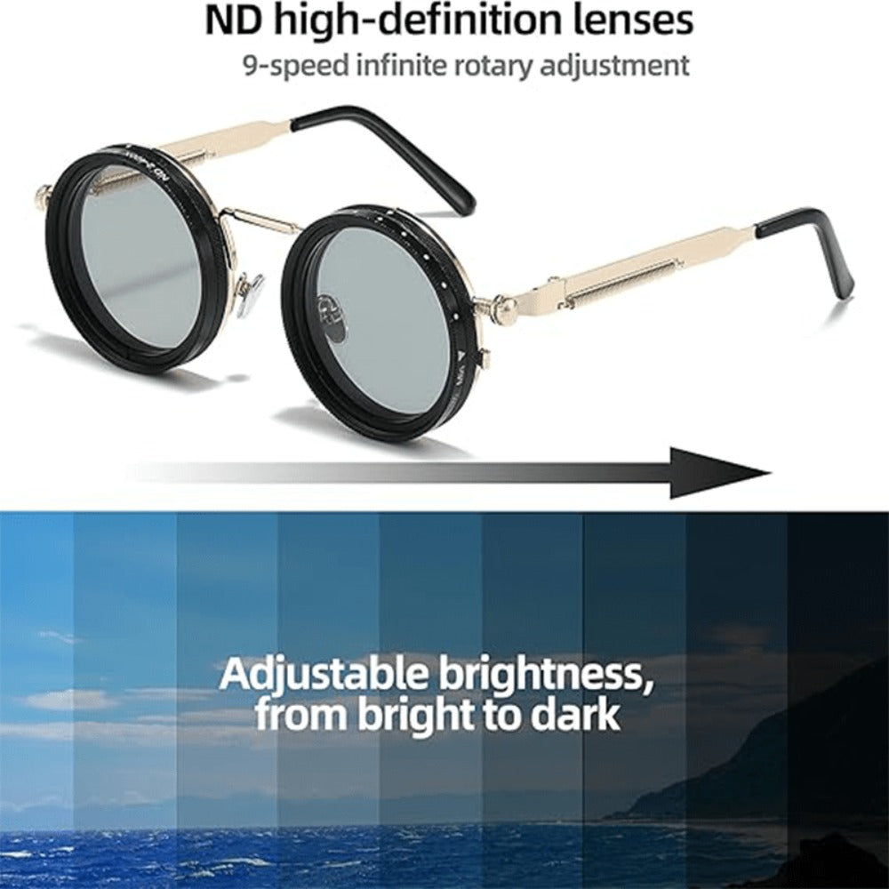 Sunglasses for Men - Steampunk Rotating Lens Glasses - Adjustable ND Mechanical Style Frame for - product detail view 11