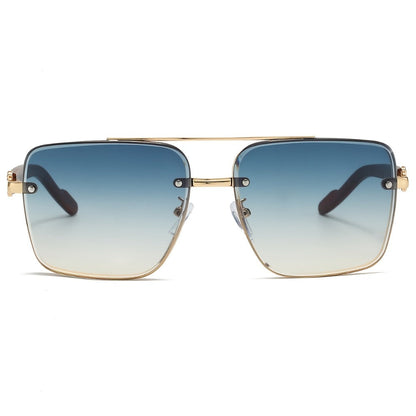 Sunglasses for Men - Wood Grain UV400 Square Bridge Frame - AC Lens Gold PC Lightweight Retro - product detail view 14