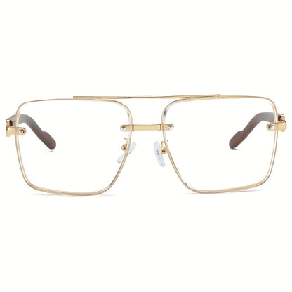 Sunglasses for Men - Wood Grain UV400 Square Bridge Frame - AC Lens Gold PC Lightweight Retro - product detail view 15