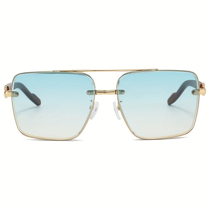 Sunglasses for Men - Wood Grain UV400 Square Bridge Frame - AC Lens Gold PC Lightweight Retro - product detail view 16