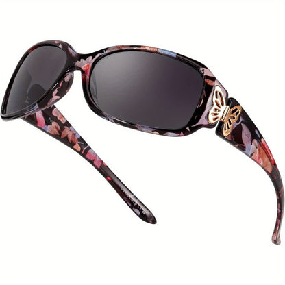 Sunglasses for Women - Wrap Around for , Polarized Butterfly Decor Fashion Glasses with UV - product detail view 9