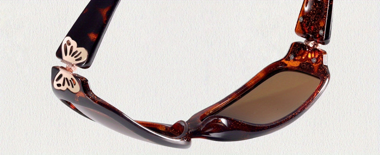 Sunglasses for Women - Wrap Around for , Polarized Butterfly Decor Fashion Glasses with UV - product detail view 20