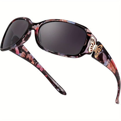 Sunglasses for Women - Wrap Around for , Polarized Butterfly Decor Fashion Glasses with UV - product detail view 26