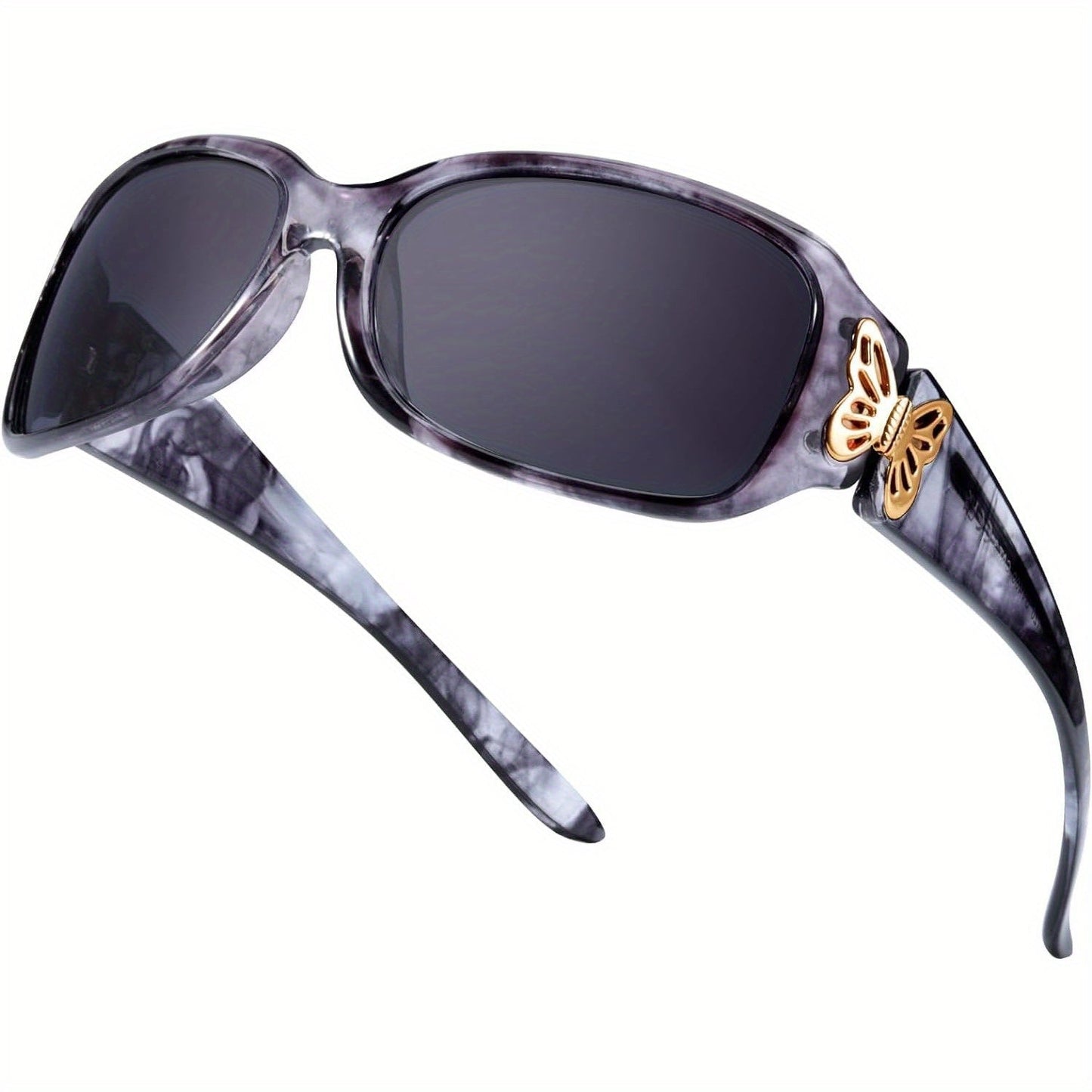 Sunglasses for Women - Wrap Around for , Polarized Butterfly Decor Fashion Glasses with UV - product detail view 28