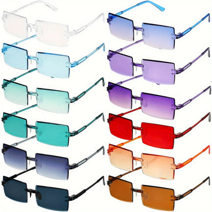 Sunglasses for Men - Y2K Glasses Bulk 12 Pairs Women Rimless Rectangle Vintage Retro Eyewear - product detail view 6