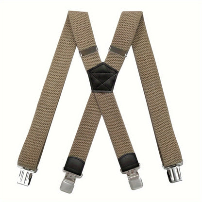 Suspenders & Braces - Heavy Duty for Men 1.5 Inch Wide X-Back 4 Strong Metal Clamps Adjustable - product detail view 9