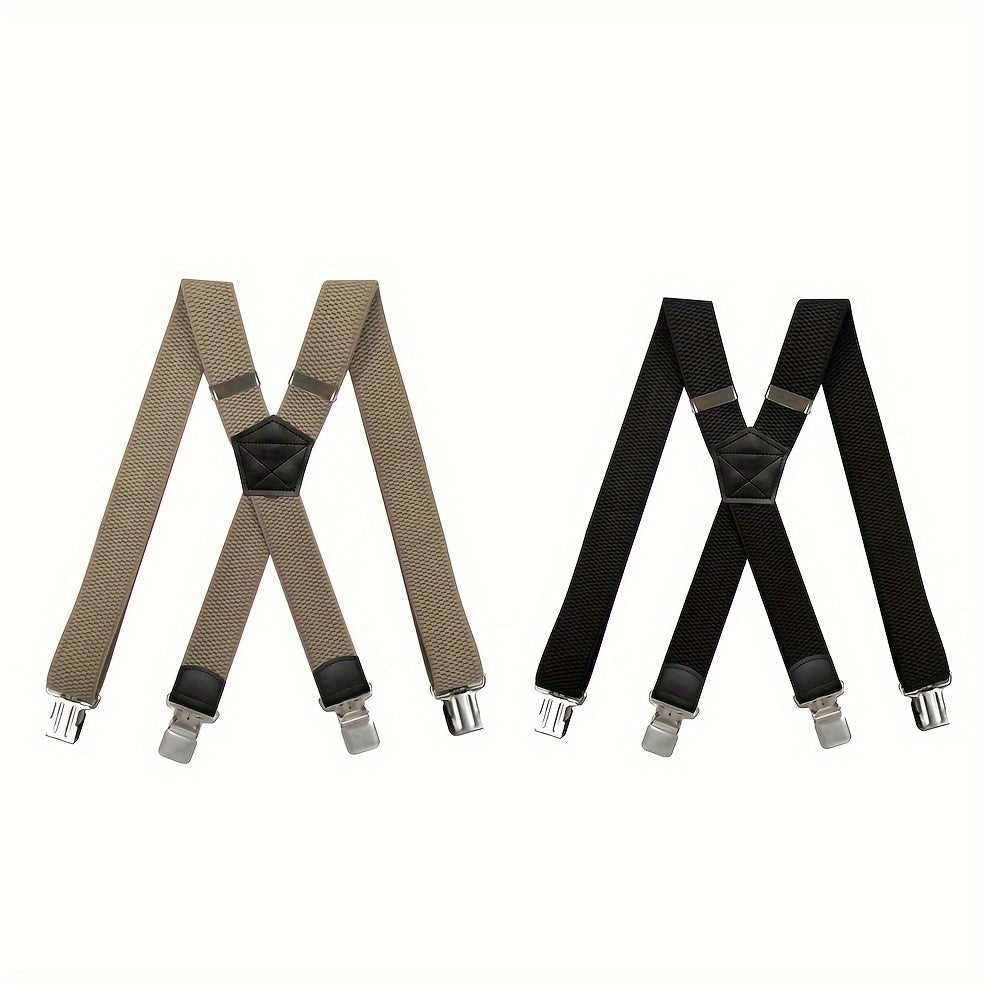 Suspenders & Braces - Heavy Duty for Men 1.5 Inch Wide X-Back 4 Strong Metal Clamps Adjustable - product detail view 16