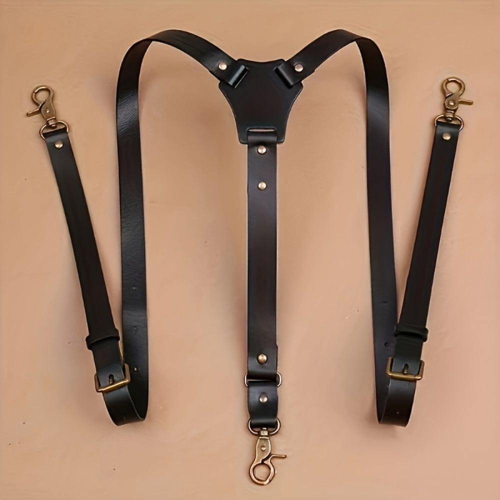 Suspenders & Braces - for Men Retro Faux Leather Fashion Elegant Adjustable Elastic Brace Formal - product detail view 3
