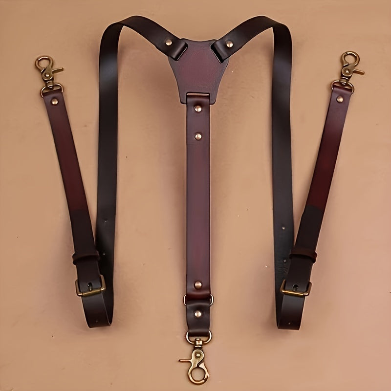 Suspenders & Braces - for Men Retro Faux Leather Fashion Elegant Adjustable Elastic Brace Formal - product detail view 8