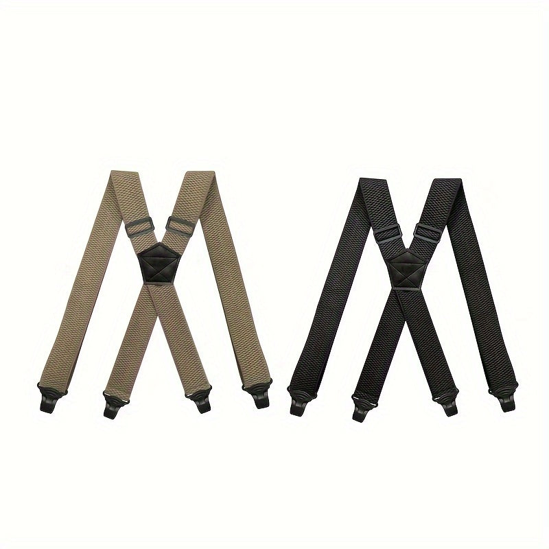 Suspenders & Braces - Work for Men Wide X-Back Heavy Duty 4 Clips 120cm Elastic Adjustable Strap - product detail view 18