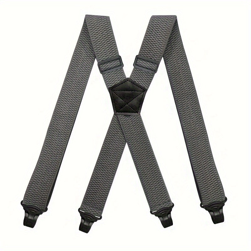 Suspenders & Braces - Work for Men Wide X-Back Heavy Duty 4 Clips 120cm Elastic Adjustable Strap - product detail view 21