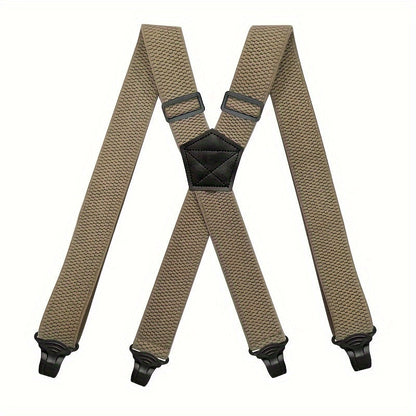 Suspenders & Braces - Work for Men Wide X-Back Heavy Duty 4 Clips 120cm Elastic Adjustable Strap - product detail view 22