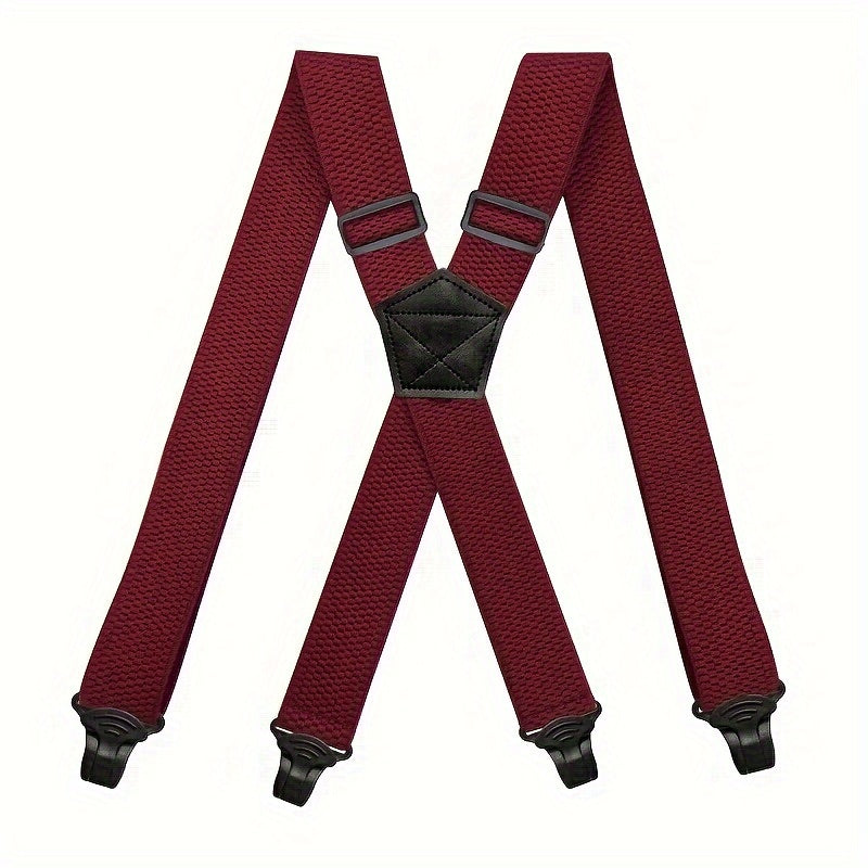 Suspenders & Braces - Work for Men Wide X-Back Heavy Duty 4 Clips 120cm Elastic Adjustable Strap - product detail view 25