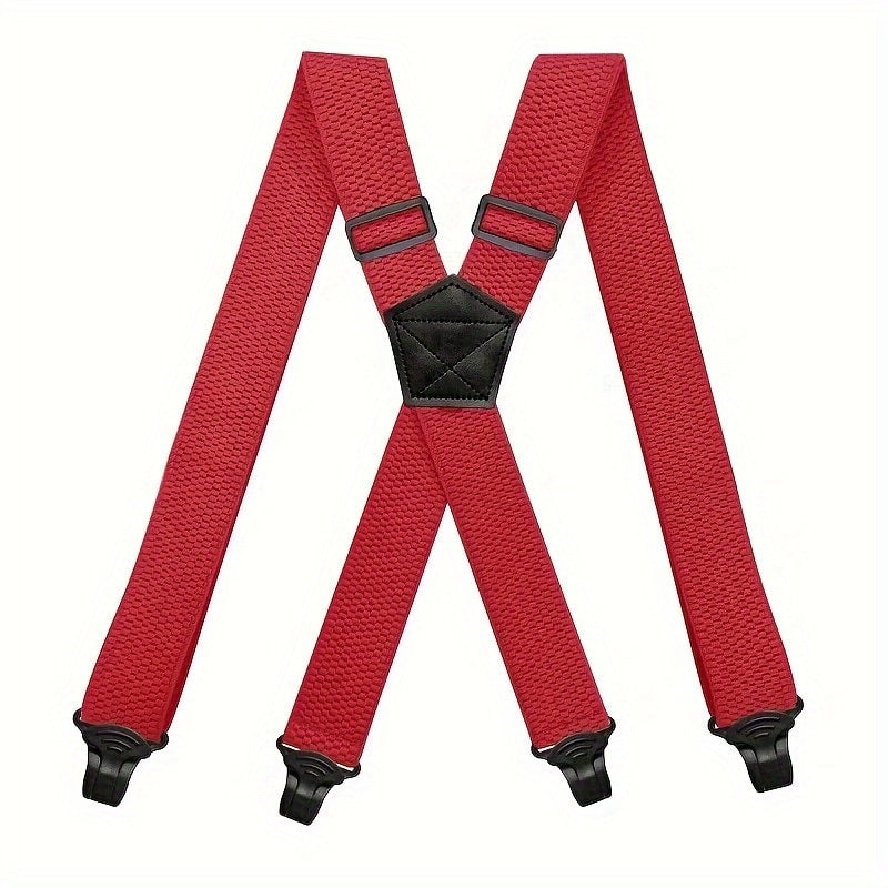 Suspenders & Braces - Work for Men Wide X-Back Heavy Duty 4 Clips 120cm Elastic Adjustable Strap - product detail view 26