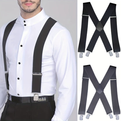 Suspenders - Heavy Duty Men X-Back 4 Clips High Elastic Adjustable Braces Formal Casual - main product view