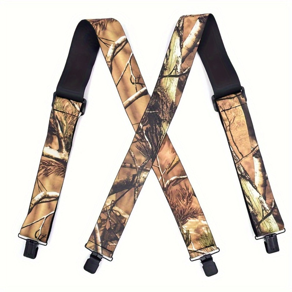 Suspenders - Men's Heavy Duty X-Back Camo Clips Work Hunting Adjustable Elastic Braces - product detail view 10