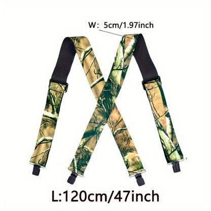 Suspenders - Wide Men 2 Inch Camouflage X-Back 4 Clips Adjustable Elastic Braces Big - product detail view 2