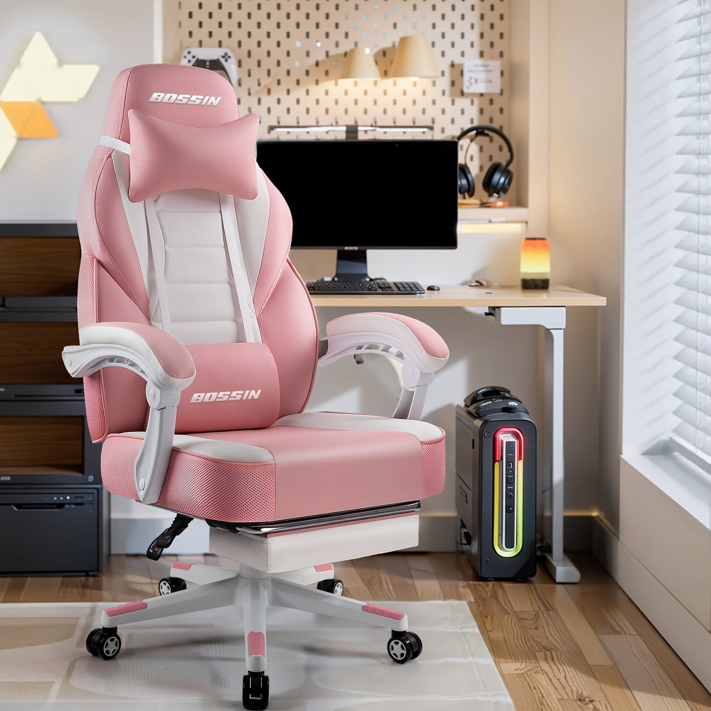 Gaming Chair shown in the pink option