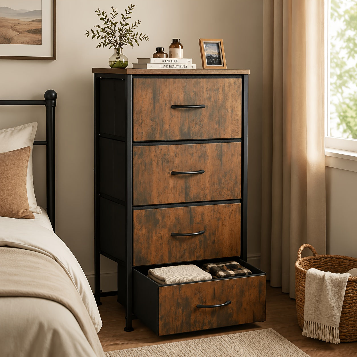 Storage Tower shown in the Brown-1, 4 Draws option