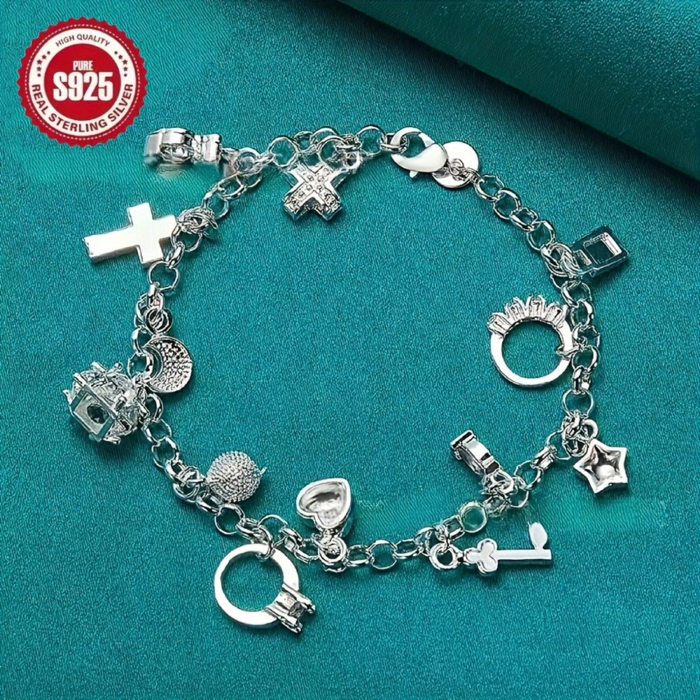 Tennis Bracelet - 925 Sterling Silver Set Women S925 CZ Retro Charm Set 2 Piece Zirconia - product detail view 9