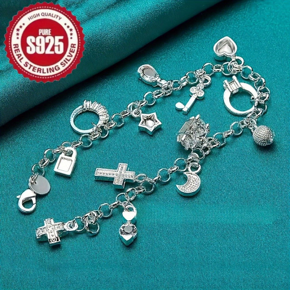 Tennis Bracelet - 925 Sterling Silver Set Women S925 CZ Retro Charm Set 2 Piece Zirconia - product detail view 10