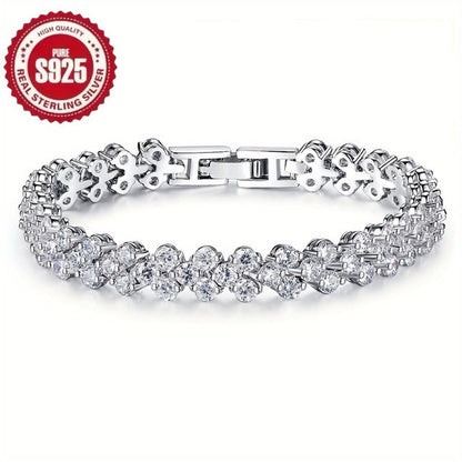 Tennis Bracelet - 925 Sterling Silver Set Women S925 CZ Retro Charm Set 2 Piece Zirconia - product detail view 11