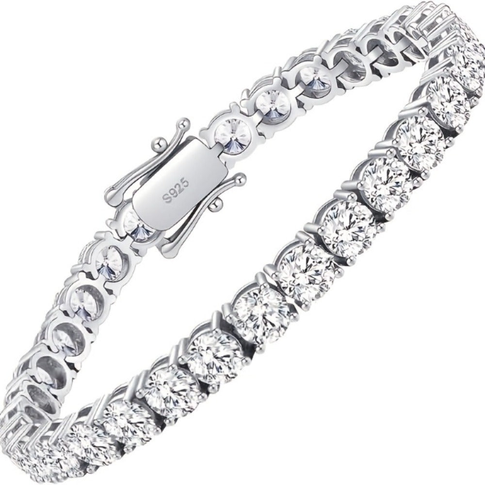 Tennis Bracelet - with Lab Grown Stones - 925 Silver Plated Round Cut Diamond Style for - product detail view 2