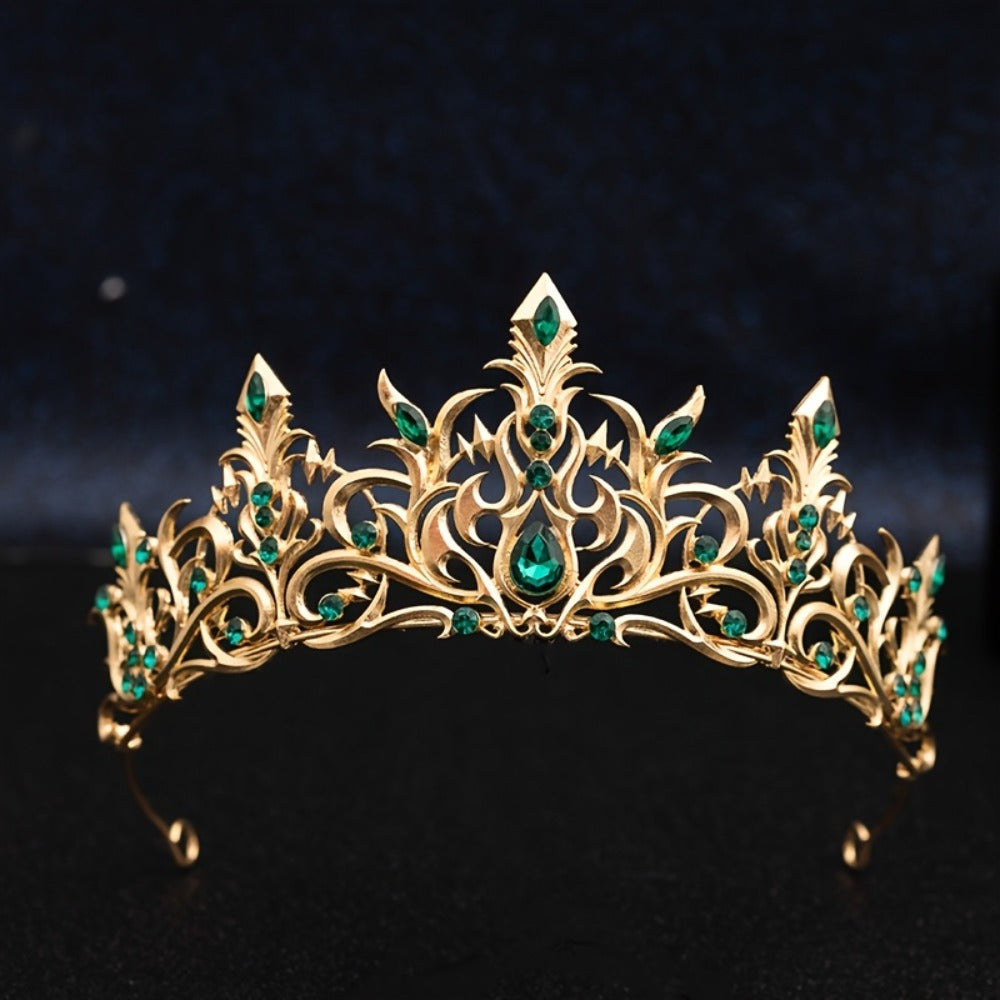 Tiara Crown - Baroque for Women Vintage Gothic Rhinestone Headpiece Halloween Cosplay - product detail view 10