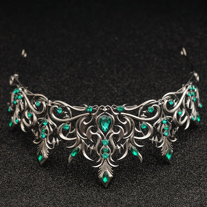 Tiara Crown - Baroque for Women Vintage Gothic Rhinestone Headpiece Halloween Cosplay - product detail view 23