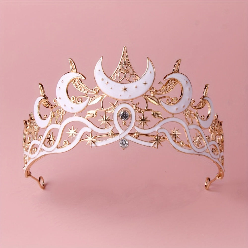 Tiara Crown - Crescent Moon Gothic Black Star Dark Aesthetic Headband for Women Men - product detail view 5