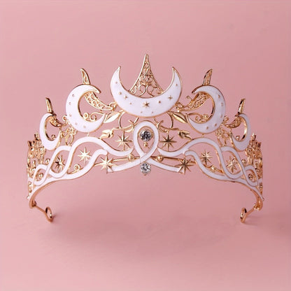Tiara Crown - Crescent Moon Gothic Black Star Dark Aesthetic Headband for Women Men - product detail view 5