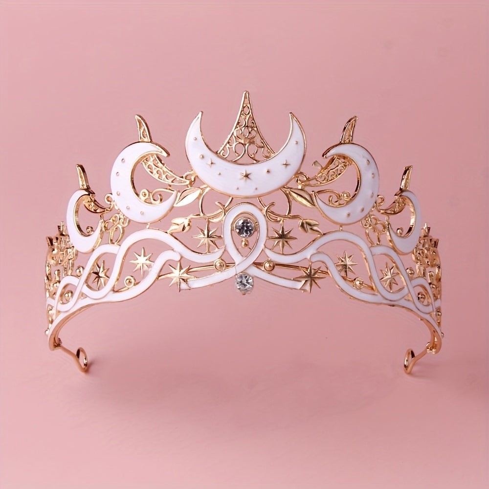 Tiara Crown - Crescent Moon Gothic Black Star Dark Aesthetic Headband for Women Men - product detail view 16