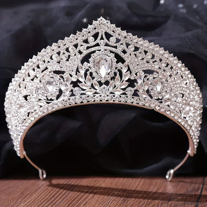 Tiara Crown - Full Headband for Women - European Style Sparkling Queen Wedding Headpiece - product detail view 3