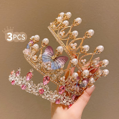 Tiara Crown - Headband Set 3pcs Rhinestone Crystal for Women Girls Wedding Prom Princess - product detail view 2
