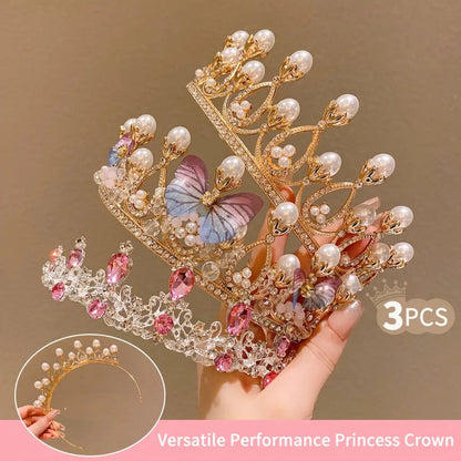 Tiara Crown - Headband Set 3pcs Rhinestone Crystal for Women Girls Wedding Prom Princess - product detail view 6