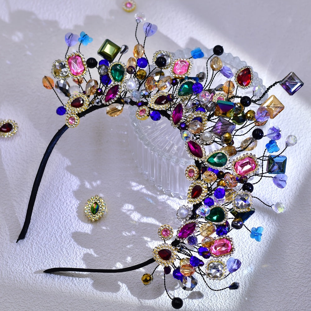 Tiara Crown - Rhinestone Headband - Vibrant Crystal Hair Accessory for Women - Sparkling - product detail view 3