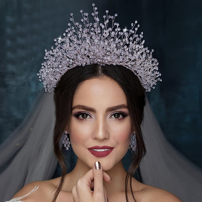 Tiara Crown - Wedding for Women AB Colorful Crystal Rhinestone Dazzling Fairy Bridal - product detail view 9