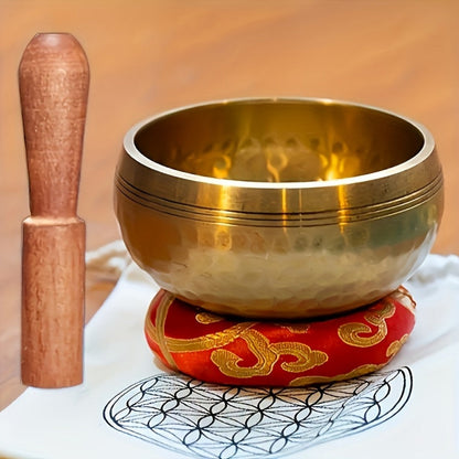 Tibetan Singing Bowl Set with Mallet and Washers for Meditation and Yoga detail image - detail view 3