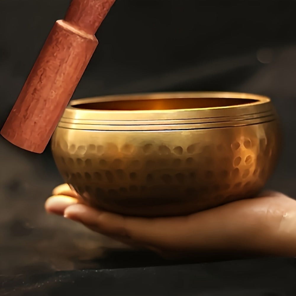 Tibetan Singing Bowl Set with Mallet and Washers for Meditation and Yoga detail image - detail view 7