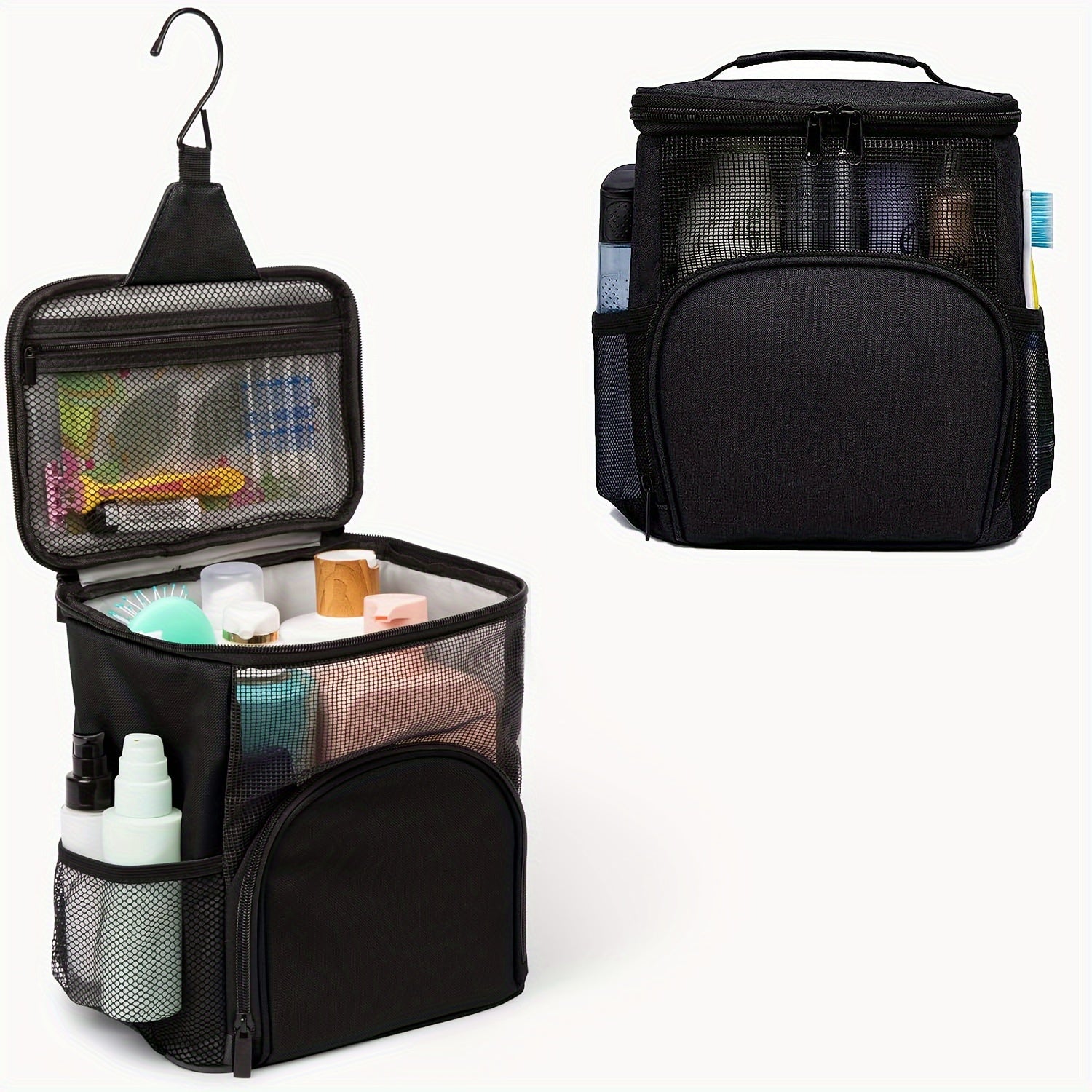 Travel Toiletry Bag – for School, College Shower Caddy Mesh Hanging – front view - product view 8