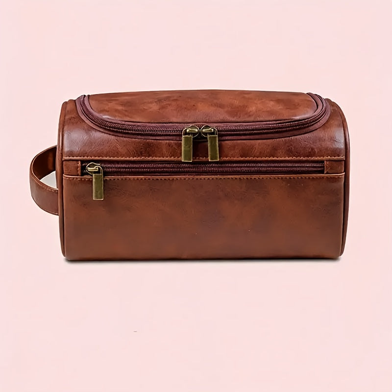 Travel Toiletry Bag – PU Leather, Large Capacity, Waterproof, for Travel & Everyday Use – front view - product view 13