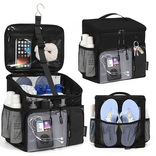 Travel Toiletry Bag – for Travel, Hanging Mesh Shower Caddy Handle – front view - product view 14