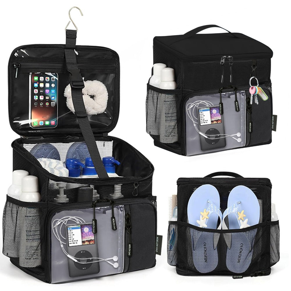Travel Toiletry Bag – for Travel, Hanging Mesh Shower Caddy Handle – detail view 3