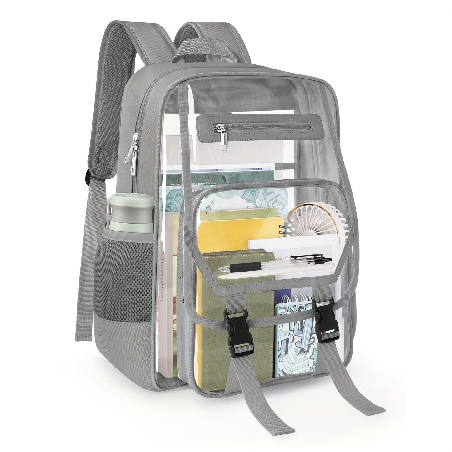 Travel Backpack – PVC, Clear, Transparent, Large Capacity – front view - product view 15