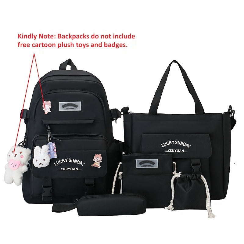 Travel Backpack – 5-Piece, Large Capacity, Lightweight, for Travel & School – alternate view