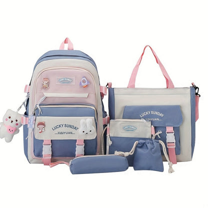 Travel Backpack – 5-Piece, Large Capacity, Lightweight, for Travel & School – front view