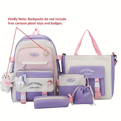 Travel Backpack – 5-Piece, Large Capacity, Lightweight, for Travel & School – detail view 2