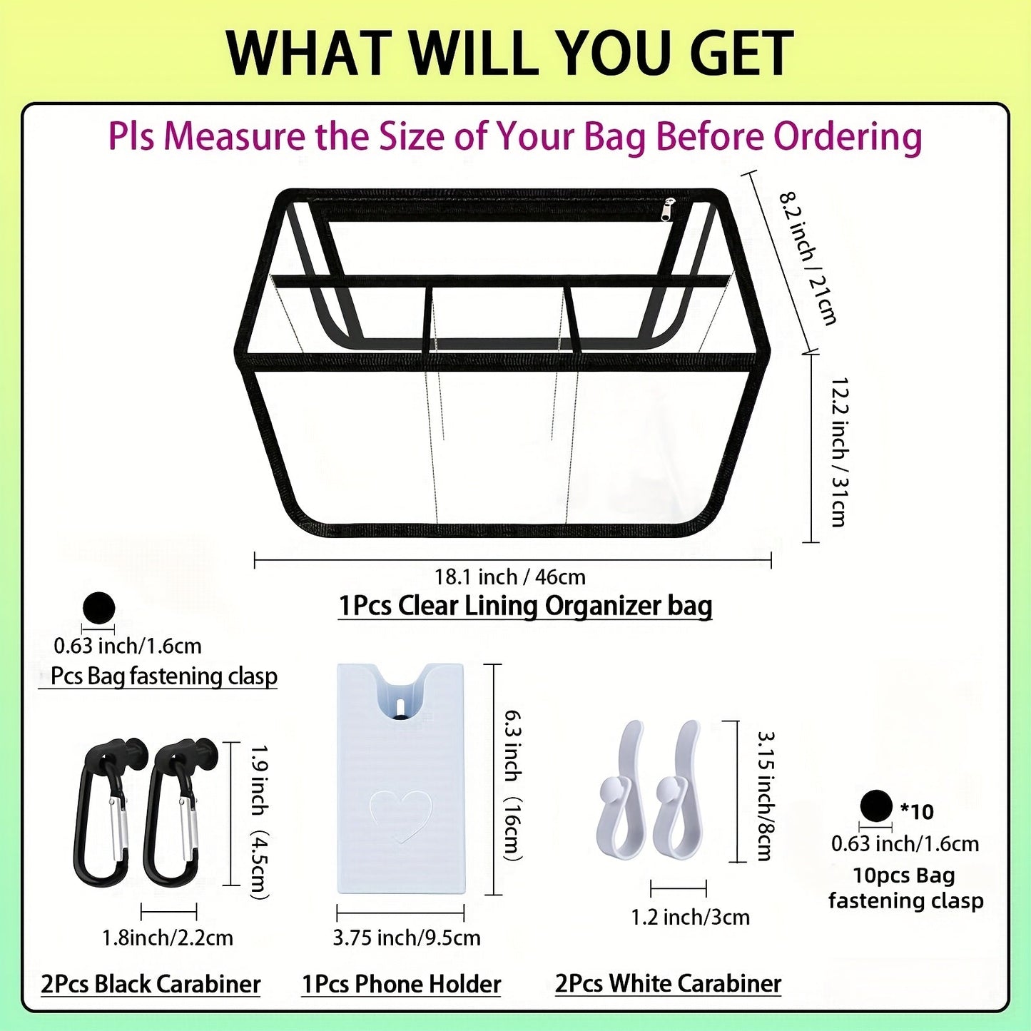 Travel Organizer Bag – 6 Piece, Clear – front view - product view 7